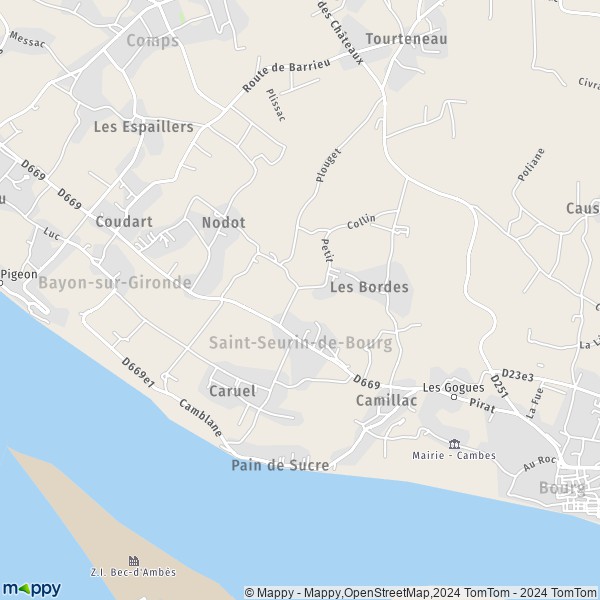 La carte pour la ville de Saint-Seurin-de-Bourg 33710