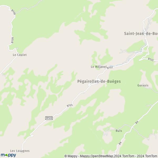 La carte pour la ville de Pégairolles-de-Buèges 34380