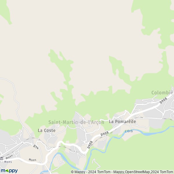 La carte pour la ville de Saint-Martin-de-l'Arçon 34390