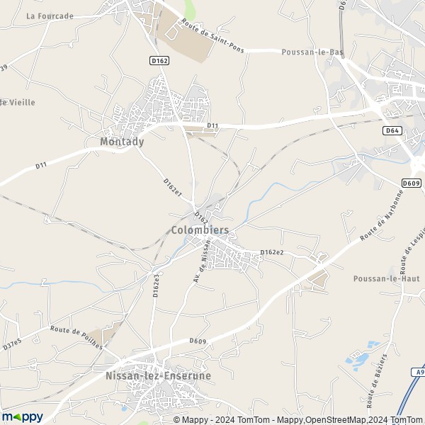 La carte pour la ville de Colombiers 34440