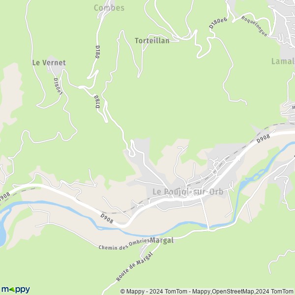 La carte pour la ville de Le Poujol-sur-Orb 34600