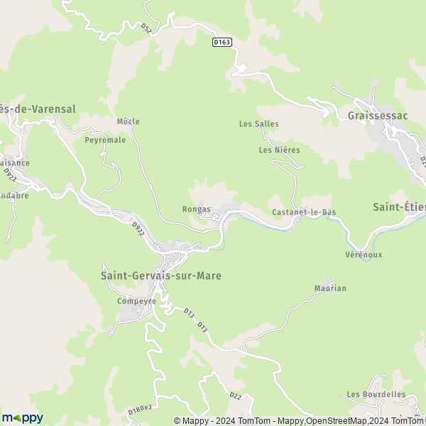 La carte pour la ville de Saint-Gervais-sur-Mare 34610