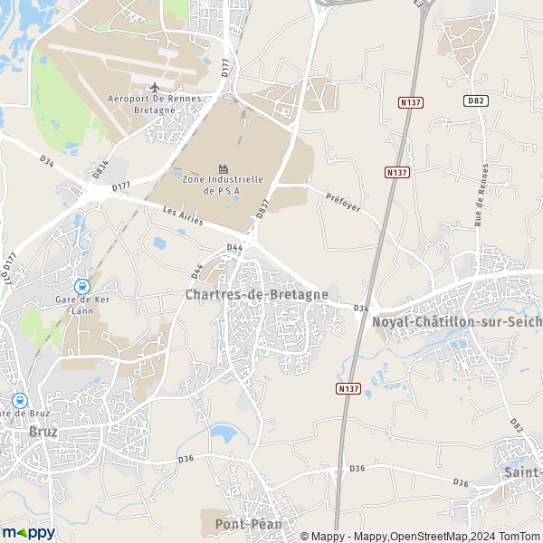 La carte pour la ville de Chartres-de-Bretagne 35131
