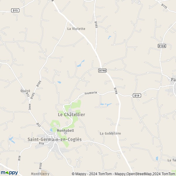 La carte pour la ville de Le Châtellier 35133