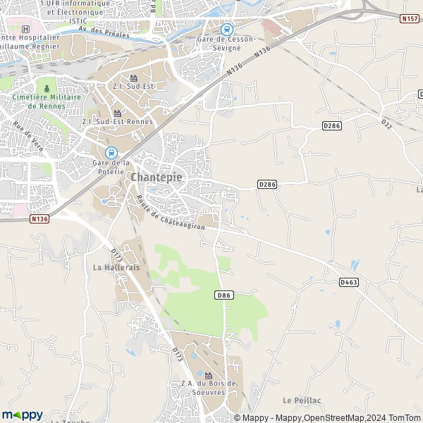 La carte pour la ville de Chantepie 35135