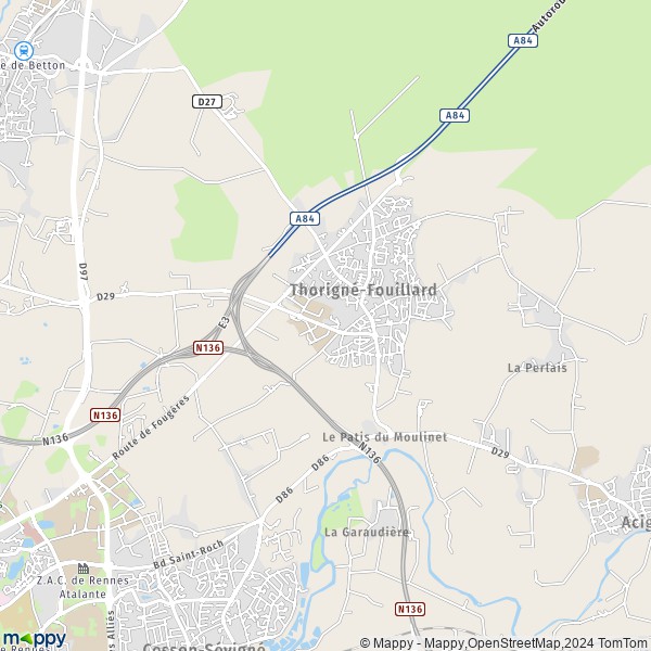 La carte pour la ville de Thorigné-Fouillard 35235