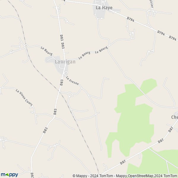 La carte pour la ville de Lanrigan 35270