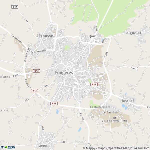 La carte pour la ville de Fougères 35300