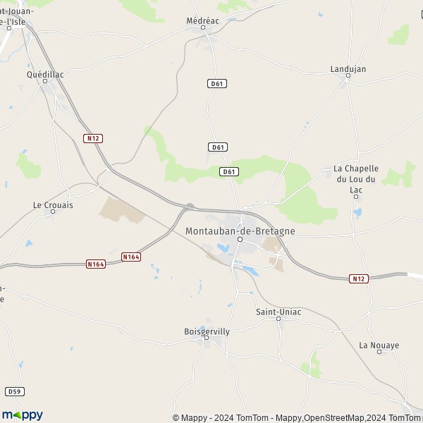 La carte pour la ville de Saint-M'Hervon, 35360 Montauban-de-Bretagne