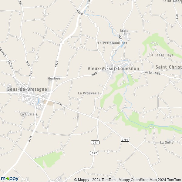 La carte pour la ville de Vieux-Vy-sur-Couesnon 35490