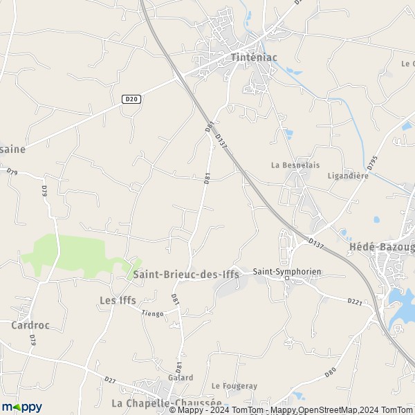 La carte pour la ville de Saint-Brieuc-des-Iffs 35630