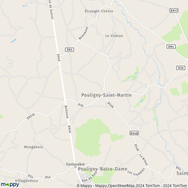 La carte pour la ville de Pouligny-Saint-Martin 36160