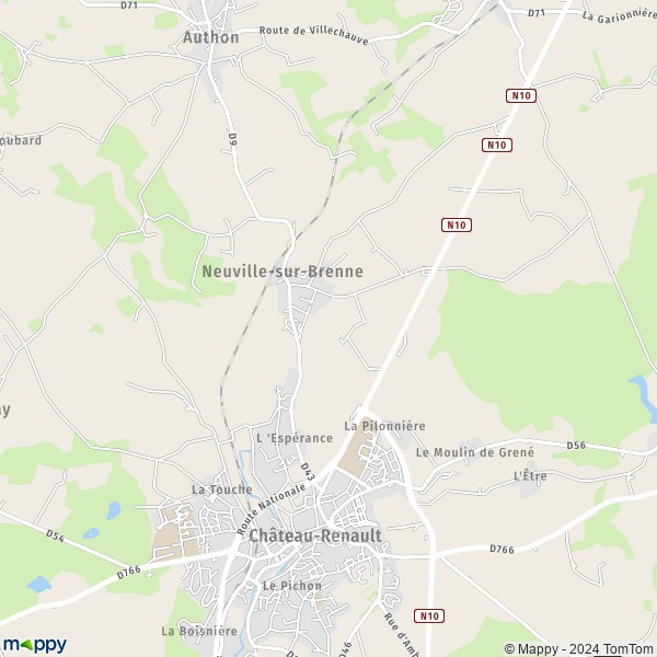 La carte pour la ville de Neuville-sur-Brenne 37110