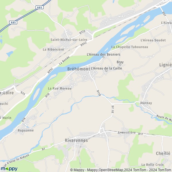 La carte pour la ville de Bréhémont 37130