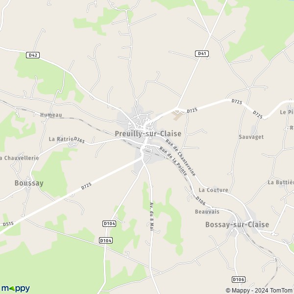 La carte pour la ville de Preuilly-sur-Claise 37290