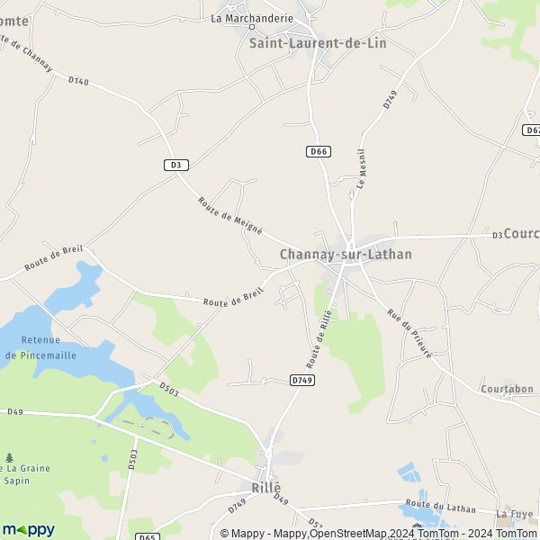 La carte pour la ville de Channay-sur-Lathan 37330