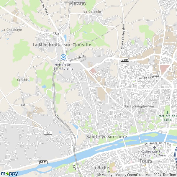 La carte pour la ville de Saint-Cyr-sur-Loire 37540