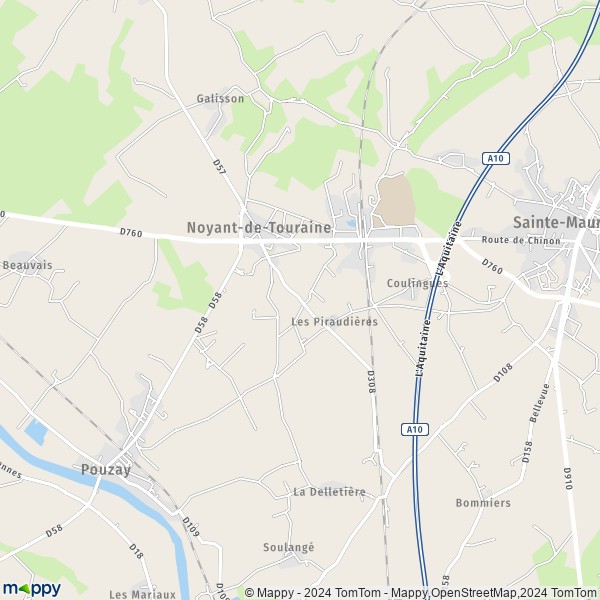 La carte pour la ville de Noyant-de-Touraine 37800