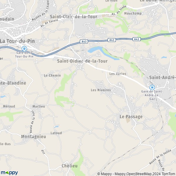 La carte pour la ville de Saint-Didier-de-la-Tour 38110