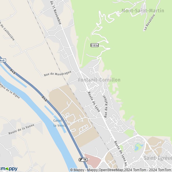 La carte pour la ville de Fontanil-Cornillon 38120