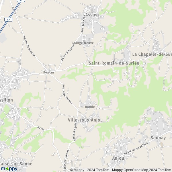 La carte pour la ville de Ville-sous-Anjou 38150