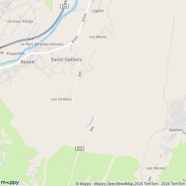 La carte pour la ville de Saint-Gervais 38470