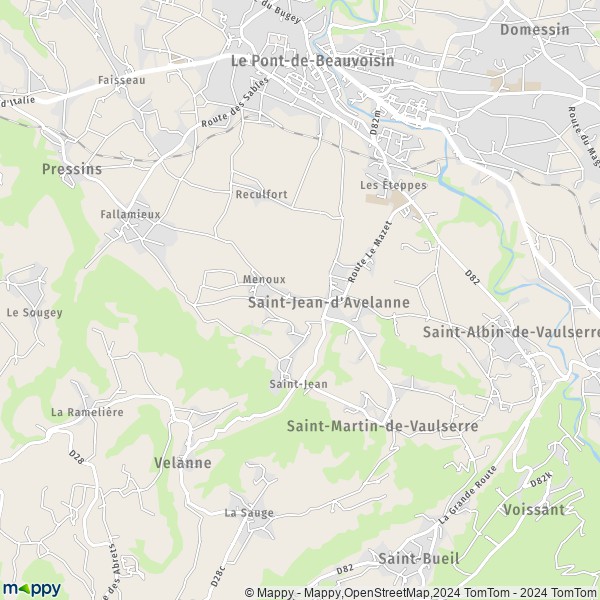 La carte pour la ville de Saint-Jean-d'Avelanne 38480