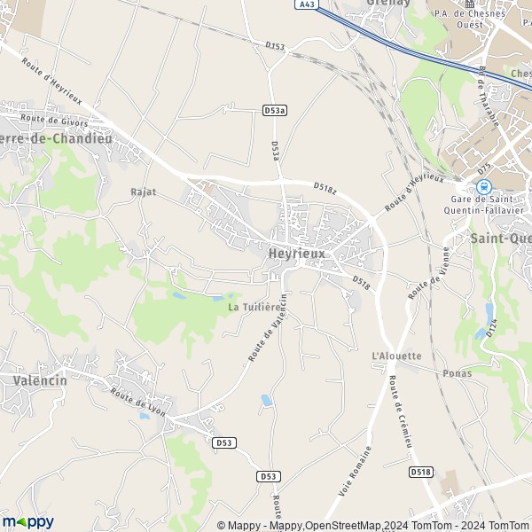 La carte pour la ville de Heyrieux 38540