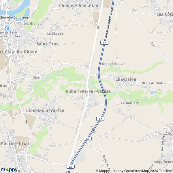 La carte pour la ville de Auberives-sur-Varèze 38550