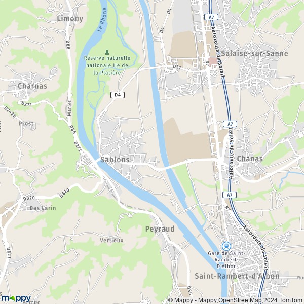 La carte pour la ville de Sablons 38550