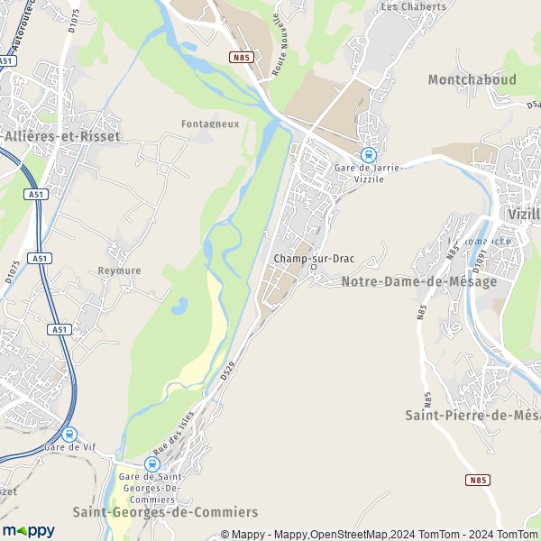La carte pour la ville de Champ-sur-Drac 38560