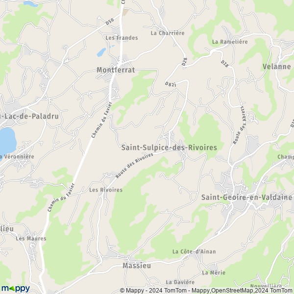 La carte pour la ville de Saint-Sulpice-des-Rivoires 38620