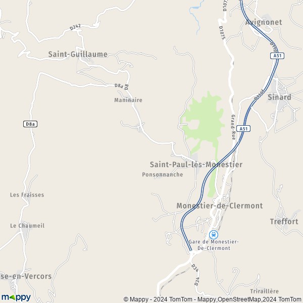 La carte pour la ville de Saint-Paul-lès-Monestier 38650