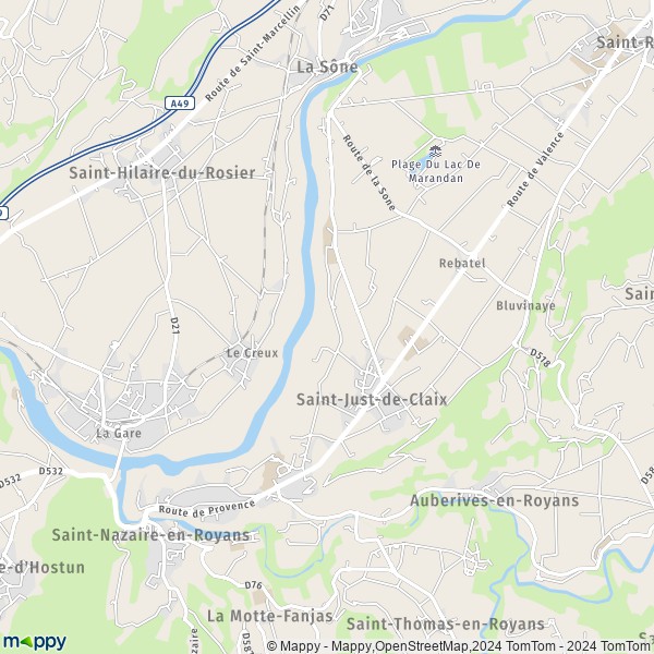 La carte pour la ville de Saint-Just-de-Claix 38680