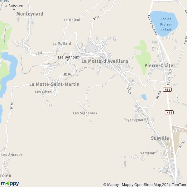 La carte pour la ville de La Motte-d'Aveillans 38770