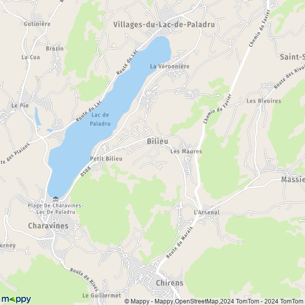 La carte pour la ville de Bilieu 38850