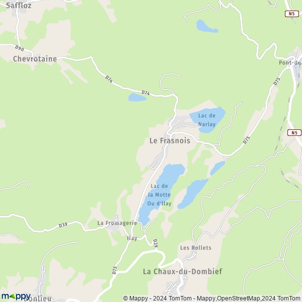 La carte pour la ville de Le Frasnois 39130