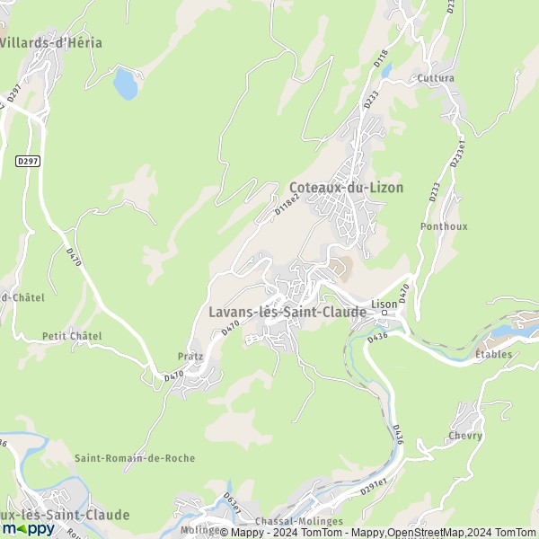 La carte pour la ville de Ponthoux, 39170 Lavans-lès-Saint-Claude