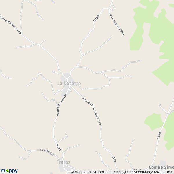 La carte pour la ville de La Latette 39250