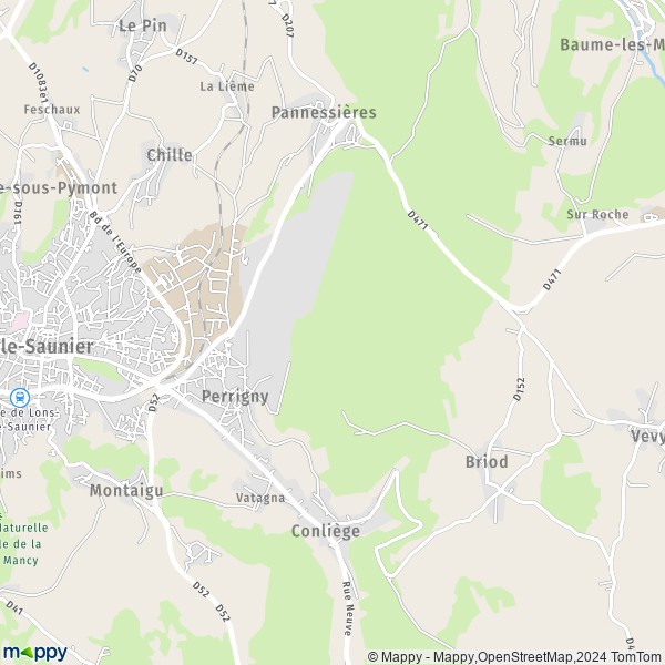 La carte pour la ville de Perrigny 39570