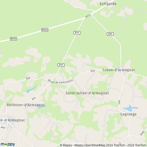 La carte pour la ville de Saint-Julien-d'Armagnac 40240