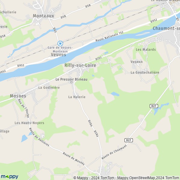La carte pour la ville de Rilly-sur-Loire 41150
