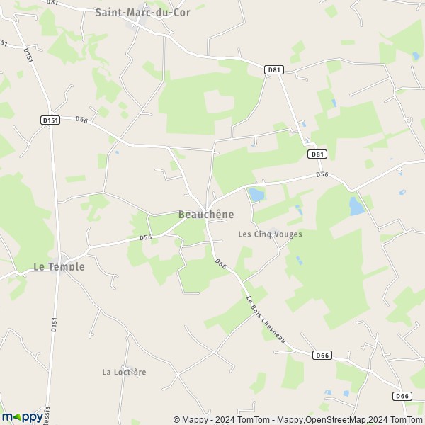 La carte pour la ville de Beauchêne 41170