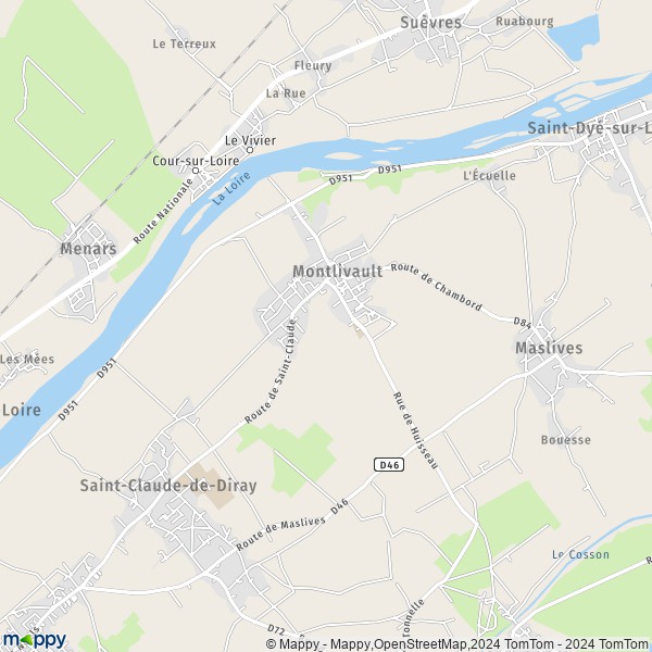 La carte pour la ville de Montlivault 41350