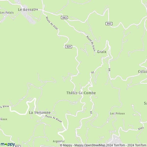La carte pour la ville de Thélis-la-Combe 42220