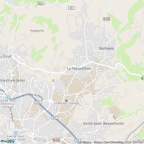 La carte pour la ville de La Talaudière 42350
