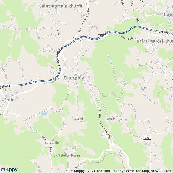 La carte pour la ville de Champoly 42430