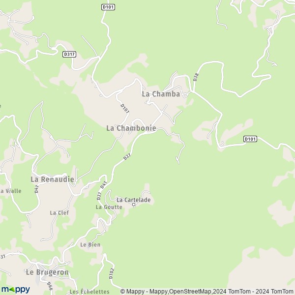 La carte pour la ville de La Chambonie 42440