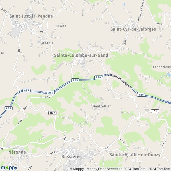 La carte pour la ville de Sainte-Colombe-sur-Gand 42540