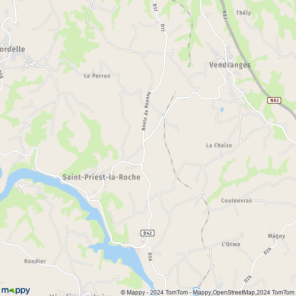 La carte pour la ville de Saint-Priest-la-Roche 42590